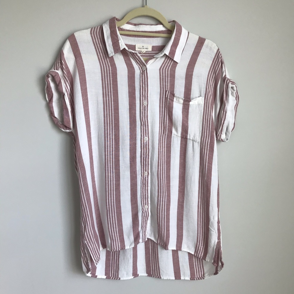 Thread & Supply Benji Striped Button Top Sz S